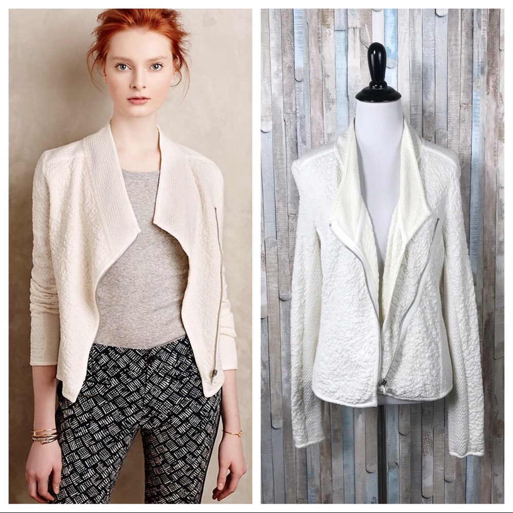Anthropologie XS Birte Textured Knit‎ Moto Jacket
